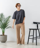 【C-FORTPOINT/フォートポイント】【ストレッチ性抜群の冷感素材を使用】後ろタック入り 5分袖Tシャツ 立体感 美シルエット ラウンドヘム 接触冷感 涼しい 体形カバー