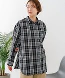 【C-FORT POINT/フォートポイント】【長めの丈感で腰回りカバー】ベーシックチェックシャツ レギュラーカラー ゆったりシルエット チェック柄 長袖 定番 カジュアル