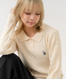 【U.S. POLO ASSN./ユーエスポロアッスン】【コンパクトすぎずルーズすぎない絶妙なサイズ感】ケーブルニットポロシャツ ケーブル編み 配色デザイン 柔らかい カジュアル きれいめ ❘ジーンズメイト公式オンラインショップ