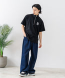 【SAVIER/サビアー】×【ZERO STAIN/ゼロステイン】【NYロゴ立体刺繍】コラボ ハーフジップ Tシャツ オーバーサイズ 汗染み防止 ストリート・スケーター