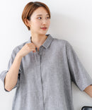 【C-FORTPOINT/フォートポイント】【涼しく着られて体型カバーも】綿麻ブラウス 天然素材 蒸れにくい さらさら 涼感 落ち感 高見え ニュアンスカラー