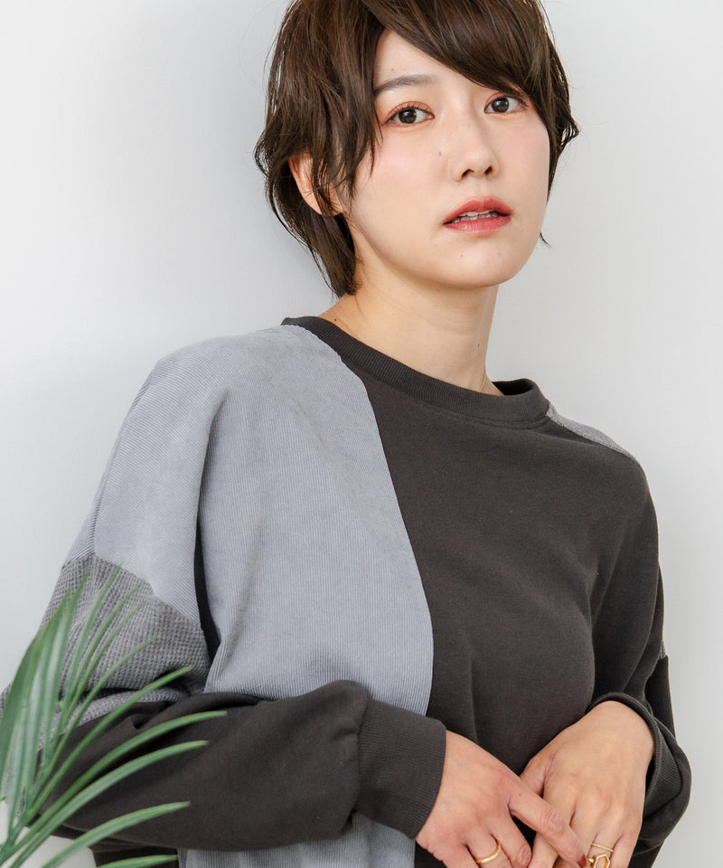 【C-FORT POINT/フォートポイント】コーデュロイ ワッフル 切り替え チュニック