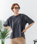 【C-FORTPOINT/フォートポイント】【ストレッチ性抜群の冷感素材を使用】後ろタック入り 5分袖Tシャツ 立体感 美シルエット ラウンドヘム 接触冷感 涼しい 体形カバー