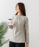 【FORT POINT/フォートポイント】レース襟 シャーリングプルオーバートップス