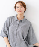 【C-FORTPOINT/フォートポイント】【涼しく着られて体型カバーも】綿麻ブラウス 天然素材 蒸れにくい さらさら 涼感 落ち感 高見え ニュアンスカラー