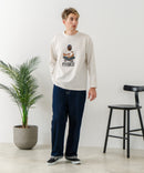 【BLUE STANDARD/ブルースタンダード】パフィースウェット 部分刺繍クルーネック トレーナー ストレッチ 春服 ❘ジーンズメイト公式オンラインショップ