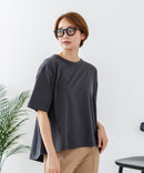 【C-FORTPOINT/フォートポイント】【ストレッチ性抜群の冷感素材を使用】後ろタック入り 5分袖Tシャツ 立体感 美シルエット ラウンドヘム 接触冷感 涼しい 体形カバー
