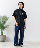 【SAVIER/サビアー】×【ZERO STAIN/ゼロステイン】【NYロゴ立体刺繍】コラボ ハーフジップ Tシャツ オーバーサイズ 汗染み防止 ストリート・スケーター