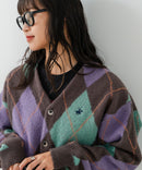 【BEVERLY HILLS POLO CLUB/ビバリーヒルズポロクラブ】ワンポイント刺繍 モヘアタッチ ニットカーディガン