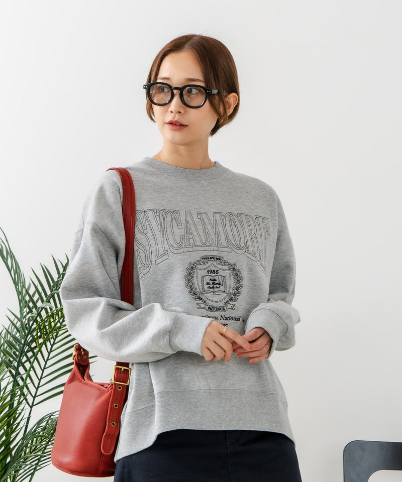 【C-FORT POINT/フォートポイント】カレッジロゴ ステッチ刺繍トレーナー