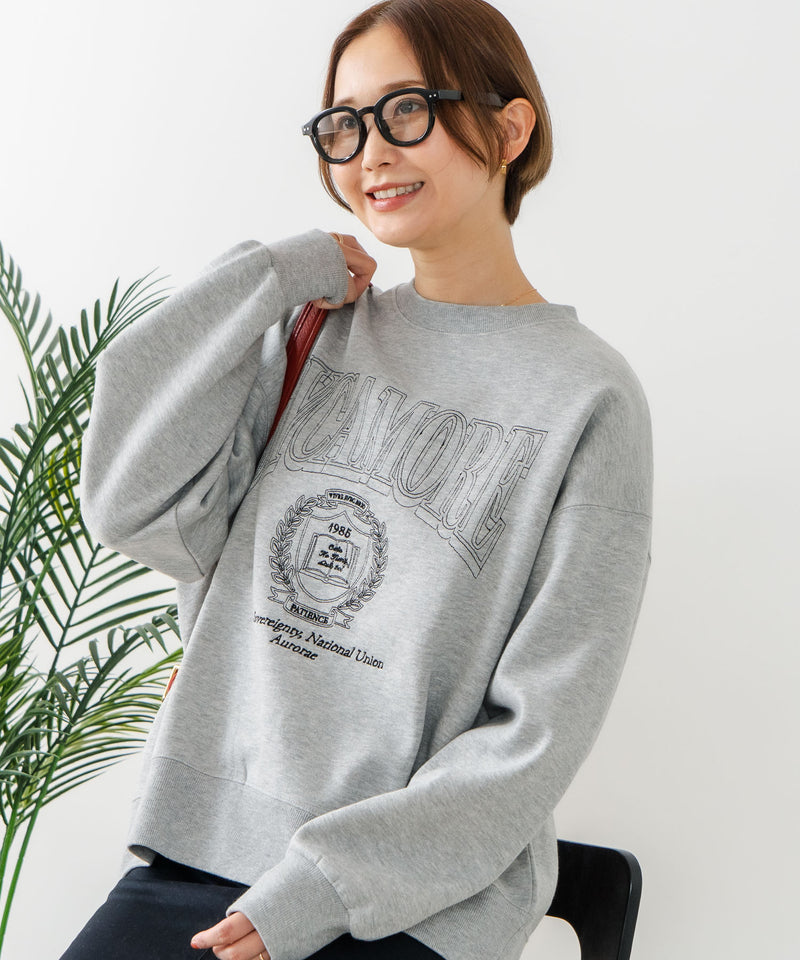 【C-FORT POINT/フォートポイント】カレッジロゴ ステッチ刺繍トレーナー