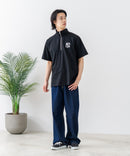 【SAVIER/サビアー】×【ZERO STAIN/ゼロステイン】【NYロゴ立体刺繍】コラボ ハーフジップ Tシャツ オーバーサイズ 汗染み防止 ストリート・スケーター
