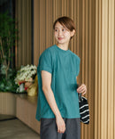 【C-FORTPOINT/フォートポイント】【上品なモックネックデザイン 接触冷感機能付き】 モックネックフレンチスリーブTシャツ プチハイネック ボトルネック ひんやり涼しい 華奢見え