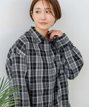 【C-FORT POINT/フォートポイント】【長めの丈感で腰回りカバー】ベーシックチェックシャツ レギュラーカラー ゆったりシルエット チェック柄 長袖 定番 カジュアル