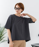 【C-FORTPOINT/フォートポイント】【ストレッチ性抜群の冷感素材を使用】後ろタック入り 5分袖Tシャツ 立体感 美シルエット ラウンドヘム 接触冷感 涼しい 体形カバー