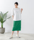 5分袖 刺繍 裾ラウンドTシャツ【C17/シーセブンティーン】