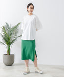 5分袖 刺繍 裾ラウンドTシャツ【C17/シーセブンティーン】