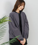 【fort point/フォートポイント】梨地 クルーネック ジップカーディガン