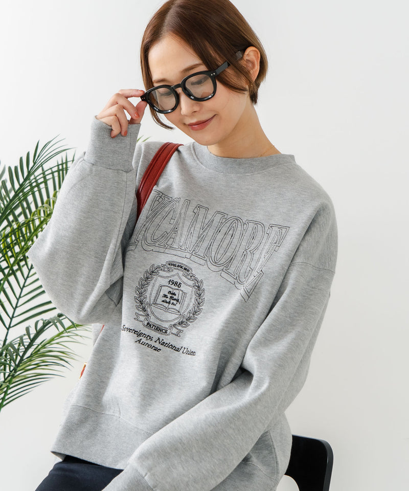 【C-FORT POINT/フォートポイント】カレッジロゴ ステッチ刺繍トレーナー