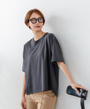 【C-FORTPOINT/フォートポイント】【ストレッチ性抜群の冷感素材を使用】後ろタック入り 5分袖Tシャツ 立体感 美シルエット ラウンドヘム 接触冷感 涼しい 体形カバー