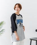 【C-FORT POINT/フォートポイント】フレンチブルドッグプリント ラグランＴ 犬好き フレブル アニマル グラフィック バイカラー 配色 古着女子 ストリート ❘ジーンズメイト公式オンラインショップ