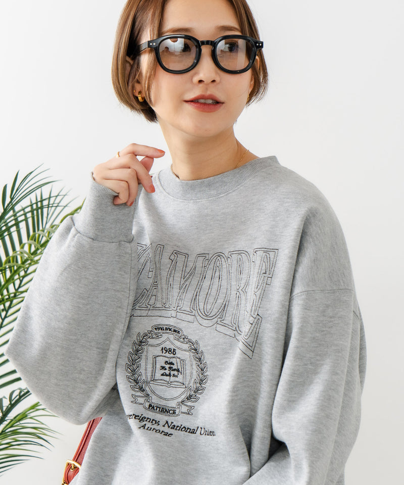 【C-FORT POINT/フォートポイント】カレッジロゴ ステッチ刺繍トレーナー