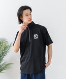 【SAVIER/サビアー】×【ZERO STAIN/ゼロステイン】【NYロゴ立体刺繍】コラボ ハーフジップ Tシャツ オーバーサイズ 汗染み防止 ストリート・スケーター