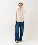 【HANES/ヘインズ】【洗うほどに肌に馴染む柔らかなコットン混素材】HANES Thermal for HER サーマルクルーロンＴ 無地 シンプル すっきりシルエット ラグランスリーブ ヘムライン タグレス仕様 ❘ジーンズメイト公式オンラインショップ
