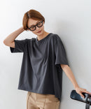 【C-FORTPOINT/フォートポイント】【ストレッチ性抜群の冷感素材を使用】後ろタック入り 5分袖Tシャツ 立体感 美シルエット ラウンドヘム 接触冷感 涼しい 体形カバー
