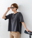 【C-FORTPOINT/フォートポイント】【ストレッチ性抜群の冷感素材を使用】後ろタック入り 5分袖Tシャツ 立体感 美シルエット ラウンドヘム 接触冷感 涼しい 体形カバー