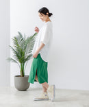 5分袖 刺繍 裾ラウンドTシャツ【C17/シーセブンティーン】