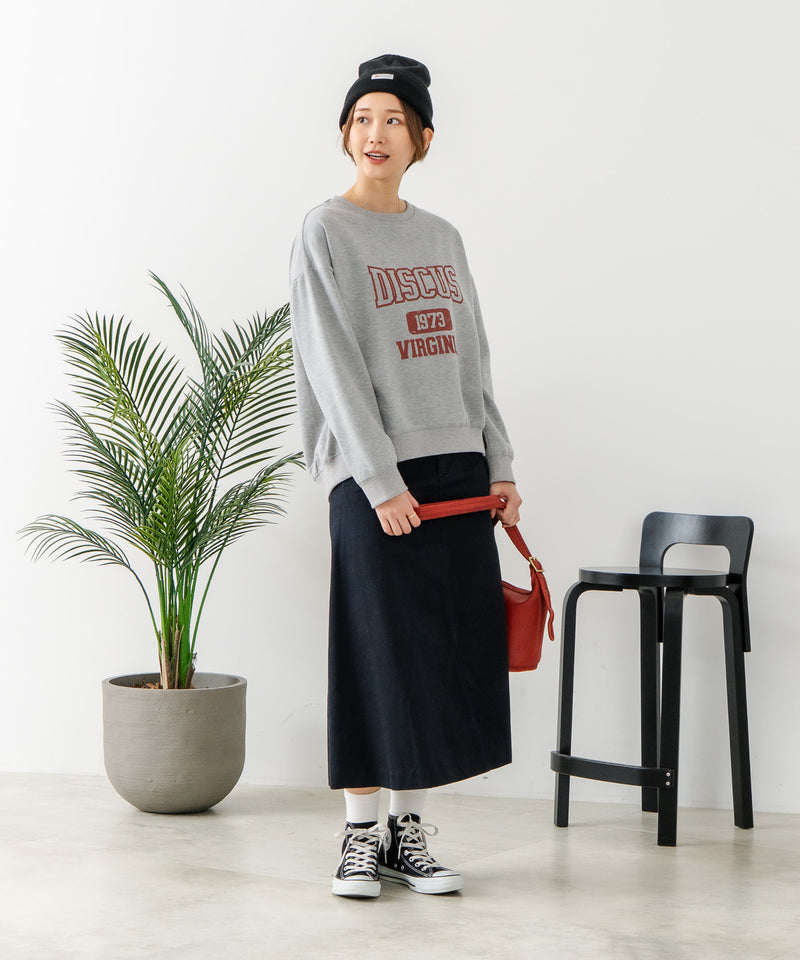 【DISCUS/ディスカス】カレッジロゴ 裏起毛スウェット 裾ラウンド