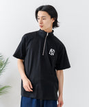 【SAVIER/サビアー】×【ZERO STAIN/ゼロステイン】【NYロゴ立体刺繍】コラボ ハーフジップ Tシャツ オーバーサイズ 汗染み防止 ストリート・スケーター
