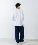 【SAVIER/サビアー】オーバーサイズ ポケット付ヘンリーネックロンT ワンポイント刺繍 ブランドロゴ