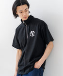 【SAVIER/サビアー】×【ZERO STAIN/ゼロステイン】【NYロゴ立体刺繍】コラボ ハーフジップ Tシャツ オーバーサイズ 汗染み防止 ストリート・スケーター