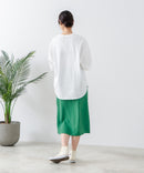 5分袖 刺繍 裾ラウンドTシャツ【C17/シーセブンティーン】