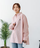 【BEVERLY HILLS POLO CLUB/ビバリーヒルズポロクラブ】【選べる2シルエット】オックスワイドシャツ（クロップド丈 or ビッグシルエット）ポニー刺繍