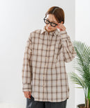 【C-FORT POINT/フォートポイント】【長めの丈感で腰回りカバー】ベーシックチェックシャツ レギュラーカラー ゆったりシルエット チェック柄 長袖 定番 カジュアル