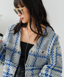 【BEVERLY HILLS POLO CLUB/ビバリーヒルズポロクラブ】ワンポイント刺繍 モヘアタッチ ニットカーディガン