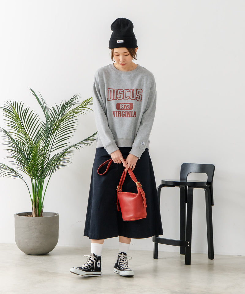 【DISCUS/ディスカス】カレッジロゴ 裏起毛スウェット 裾ラウンド