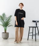 【C-FORTPOINT/フォートポイント】【動きやすいサイドスリット入り】フロントロゴ 刺繍チュニック ゆったりシルエット 体形カバー シンプル カジュアル
