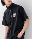 【SAVIER/サビアー】×【ZERO STAIN/ゼロステイン】【NYロゴ立体刺繍】コラボ ハーフジップ Tシャツ オーバーサイズ 汗染み防止 ストリート・スケーター