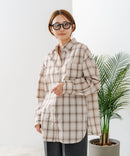 【C-FORT POINT/フォートポイント】【長めの丈感で腰回りカバー】ベーシックチェックシャツ レギュラーカラー ゆったりシルエット チェック柄 長袖 定番 カジュアル