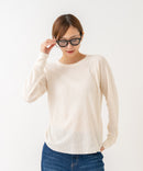 【HANES/ヘインズ】【洗うほどに肌に馴染む柔らかなコットン混素材】HANES Thermal for HER サーマルクルーロンＴ 無地 シンプル すっきりシルエット ラグランスリーブ ヘムライン タグレス仕様 ❘ジーンズメイト公式オンラインショップ