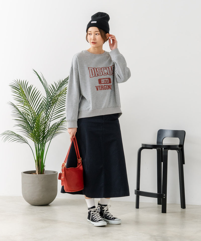 【DISCUS/ディスカス】カレッジロゴ 裏起毛スウェット 裾ラウンド