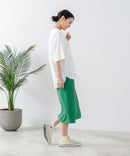 5分袖 刺繍 裾ラウンドTシャツ【C17/シーセブンティーン】