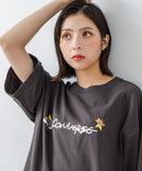 【CONVERSE/コンバース】×【TOM AND JERRY/トムとジェリー】ブランドロゴ 刺繍 オーバーサイズ Tシャツzo