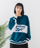 【Reebok/リーボック】裏毛 ロゴ 切替リブライン ハーフジッププルオーバー スウェット zo