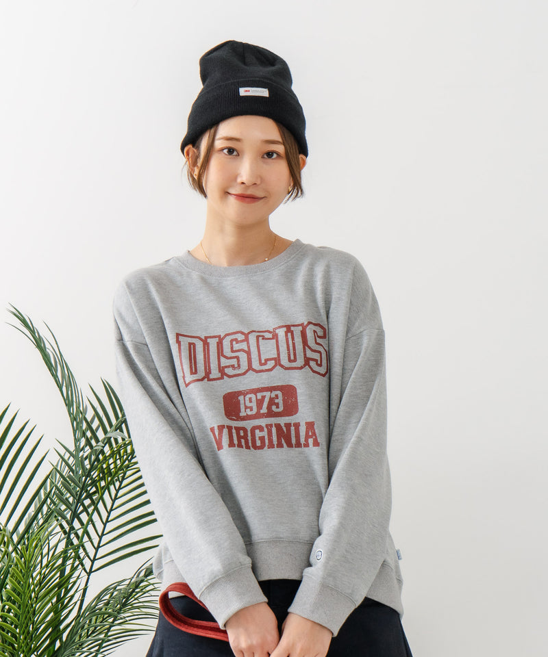 【DISCUS/ディスカス】カレッジロゴ 裏起毛スウェット 裾ラウンド