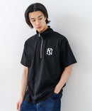 【SAVIER/サビアー】×【ZERO STAIN/ゼロステイン】【NYロゴ立体刺繍】コラボ ハーフジップ Tシャツ オーバーサイズ 汗染み防止 ストリート・スケーター
